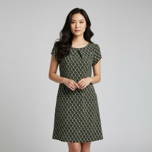 Sm Wardrobe Sheath Dress Women’s L Green Mushroom Corduroy Waist Tie Retro